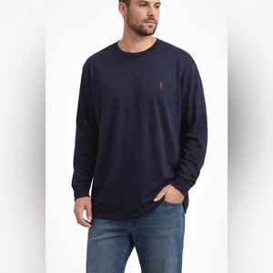 Polo Ralph Lauren Navy Long Sleeve Tee Red Pony Logo Mens 2XL Classic Staple